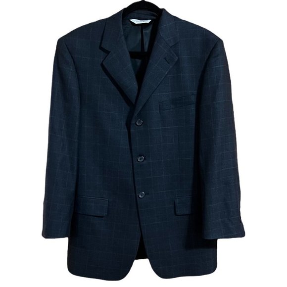 PRONTO UOMO Gray Plaid Blazer Jacket 100% Wool 4-Button 40R - Picture 4 of 10